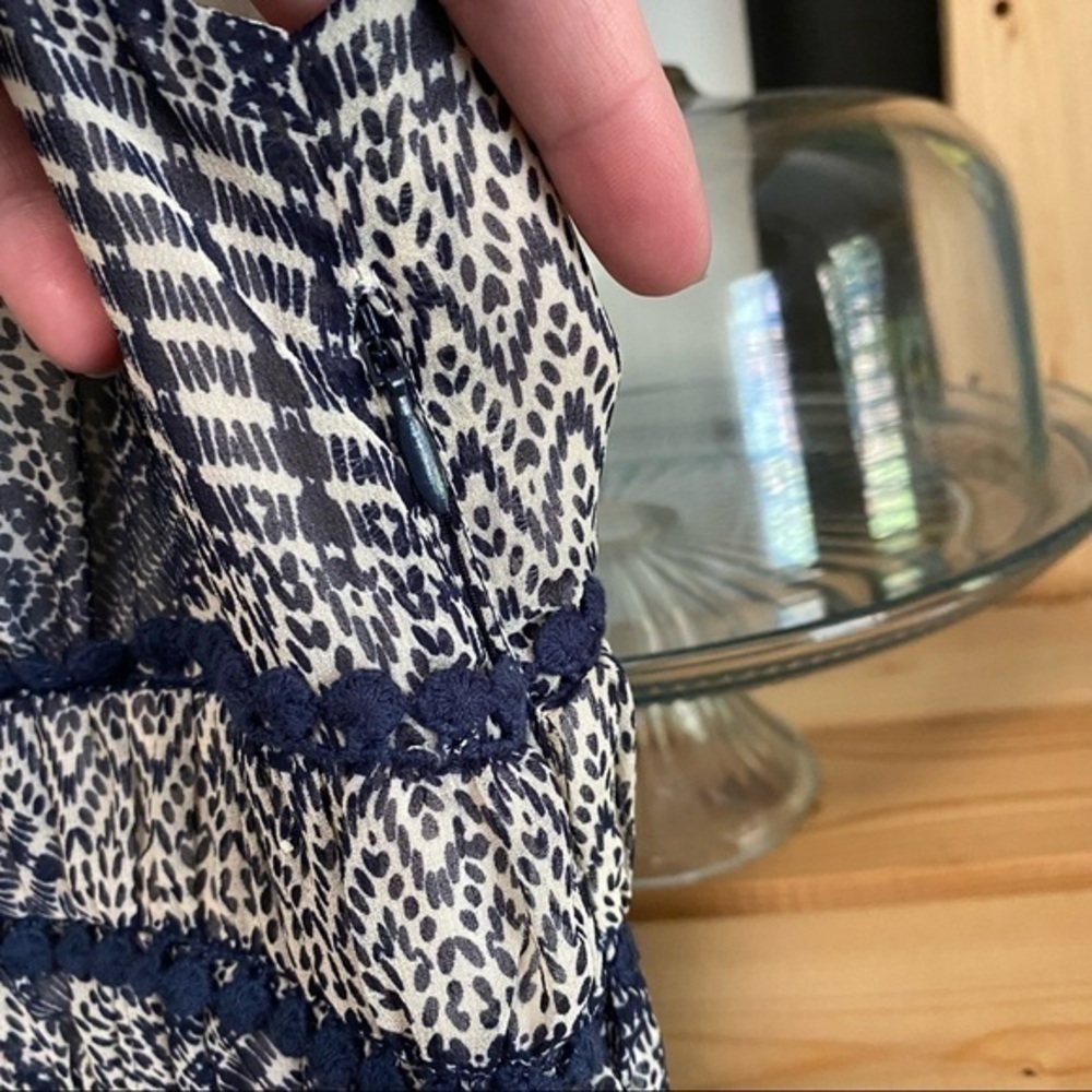 Rebecca Minkoff Lucille Sleeveless Blue and Cream Printed Dress 0 - Picture 7 of 16